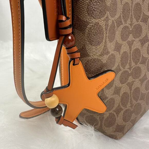 Coach City Bucket Bag Signature Canvas With Star Charm In Tan/Bright Mand CBH74 - Picture 8 of 10